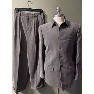 Vintage BESPOKE Carrot Lido Mens Taupe 4 btn ZOOT Suit 40 Dbl pleated cuff 30x28